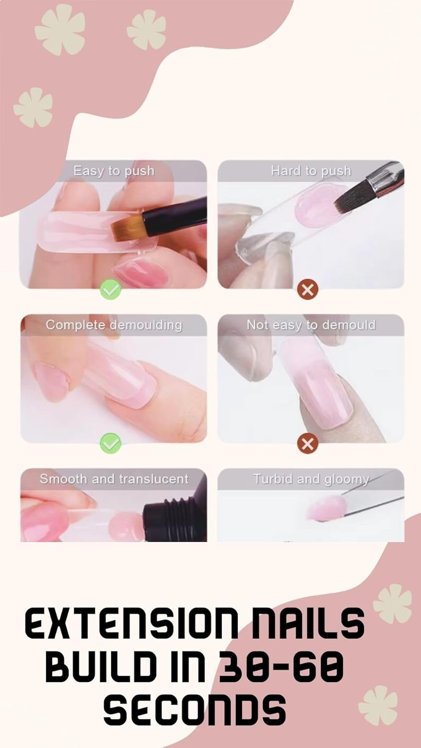 Quick.Simple.Easy SEQ Poly Extension Gel BLOSSOM Nail Enhancement Gel for Beginner & Professional Nail Art Salon, Nail Building Strengthening Gel, French Manicure, Trendy Nail Art Design GIFT BAG image number 3