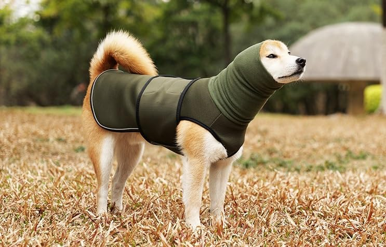 Dog Anxiety Jacket, Dog Thunder Jacket, Dog Anxiety Sedation Hoodie Medium, Used for Fireworks, Thunder, Separation, Dog Hoodie for Noise Blocking and Ear Protection (Army Green, M) image number 3
