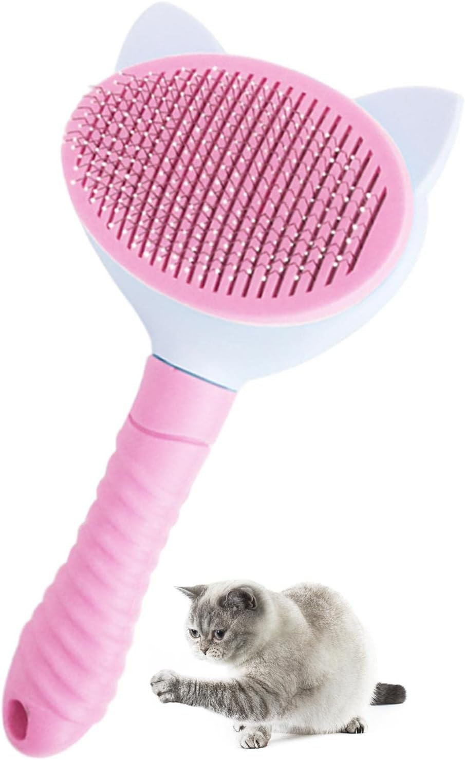 Bvizyelck Pet Massage Brush | Self-Cleaning Brush with Release Button,Cats Grooming Dematting Comb Grooming Brush Tool for Long or Short Hair Cats Dogs image number 5