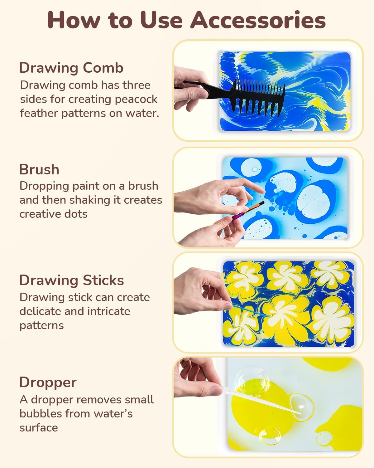 60Pcs Water Marbling Paint Kit, Arts and Crafts for Girls & Boys, Art Supplies for Kids Ages 3-5 4-8 8-12, Marbling Paint for DIY Crafts, Christmas and Birthday Gifts image number 5