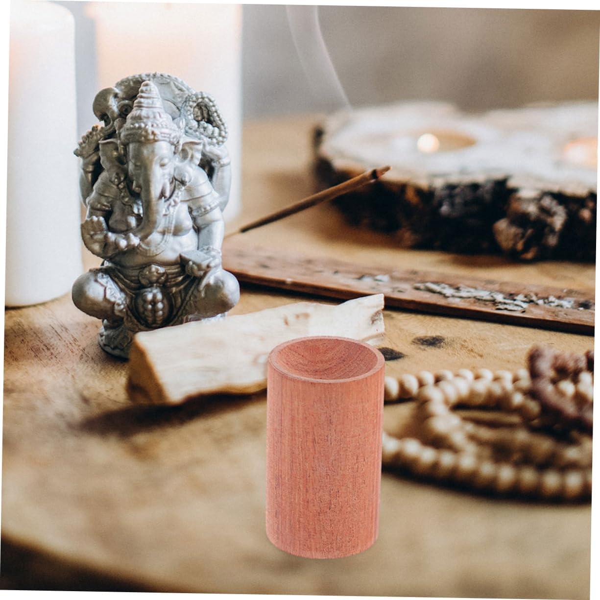 WEKADRIN 4Pcs Mini Cylinder Pedestal Stands Aromatherapy Essential Oil Base round Cylinder Wood Pedestal Display image number 4