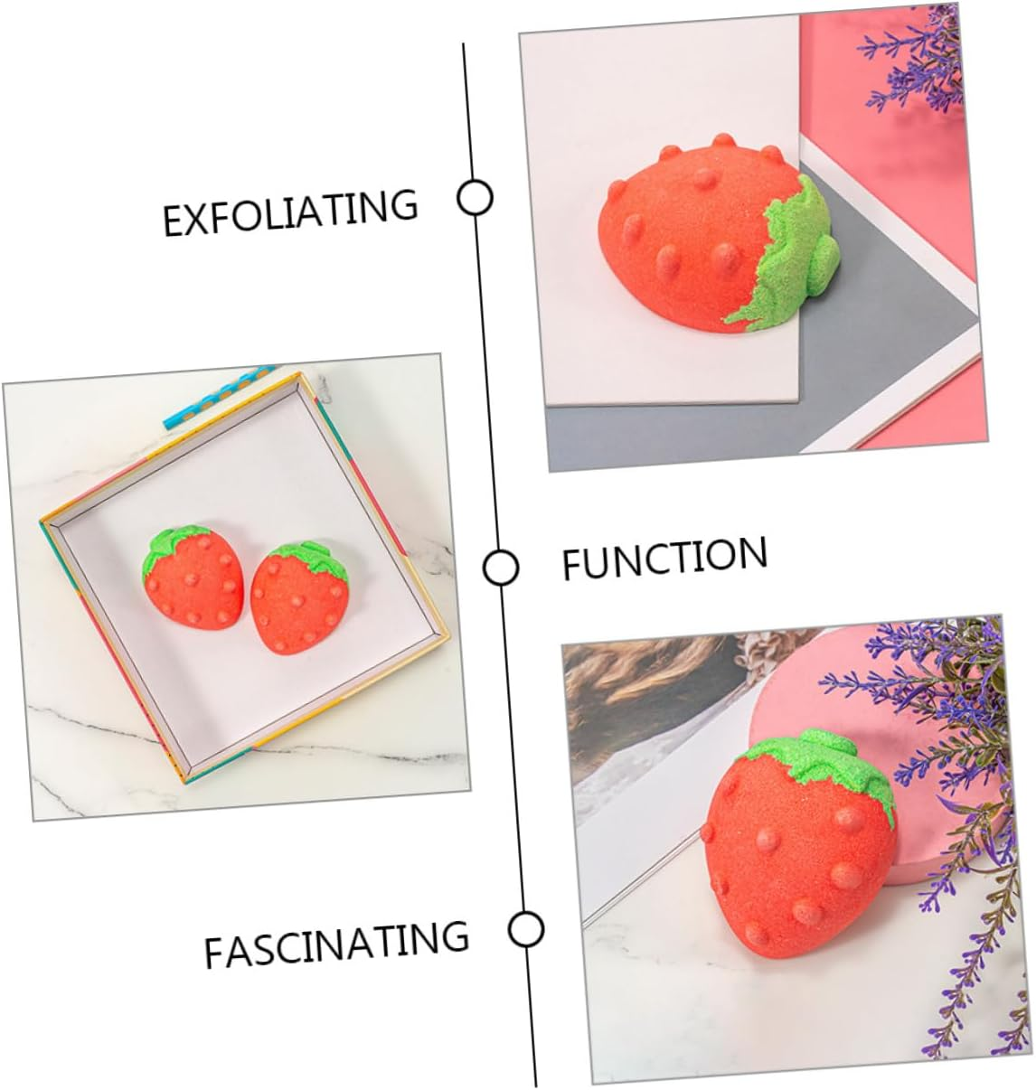 Baluue 4Pcs Strawberry Bath Salt Rich Foaming Bath for Relaxation Portable Bathing Vibrant Colors and Scents for Home Use and Travel image number 3