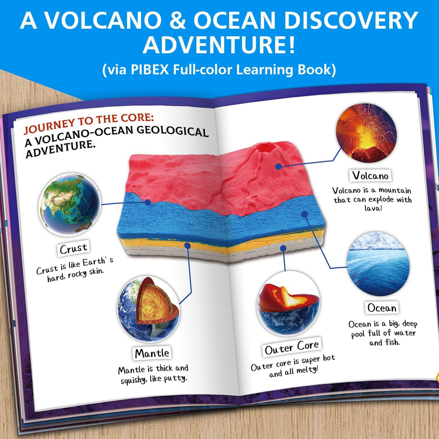 Volcano & Ocean Fossil Dig Kit, Dig up 20+ Real Fossils, Rocks, Shells & Sea Snails with Eruption Experiments, Earth Science Geology Kit for Kids, STEM Toy for Boys & Girls Age 6-8-12 image number 3
