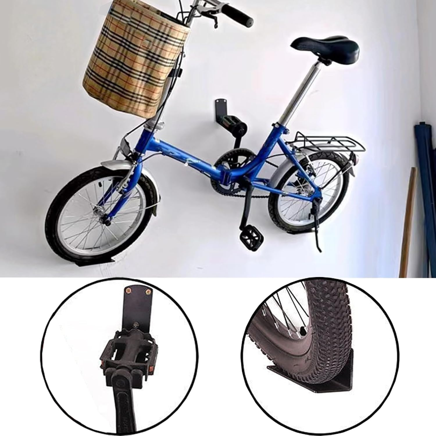 YMAISS 2Sets Bike Pedal Hanger Wall Mount, Heavy Duty Horizontal Bike Rack, Bicycle Pedal Hook with Bike Tire Support Brackets with Screws for All Types of Bikes in Garage Shed Bicycle Storage Etc image number 2