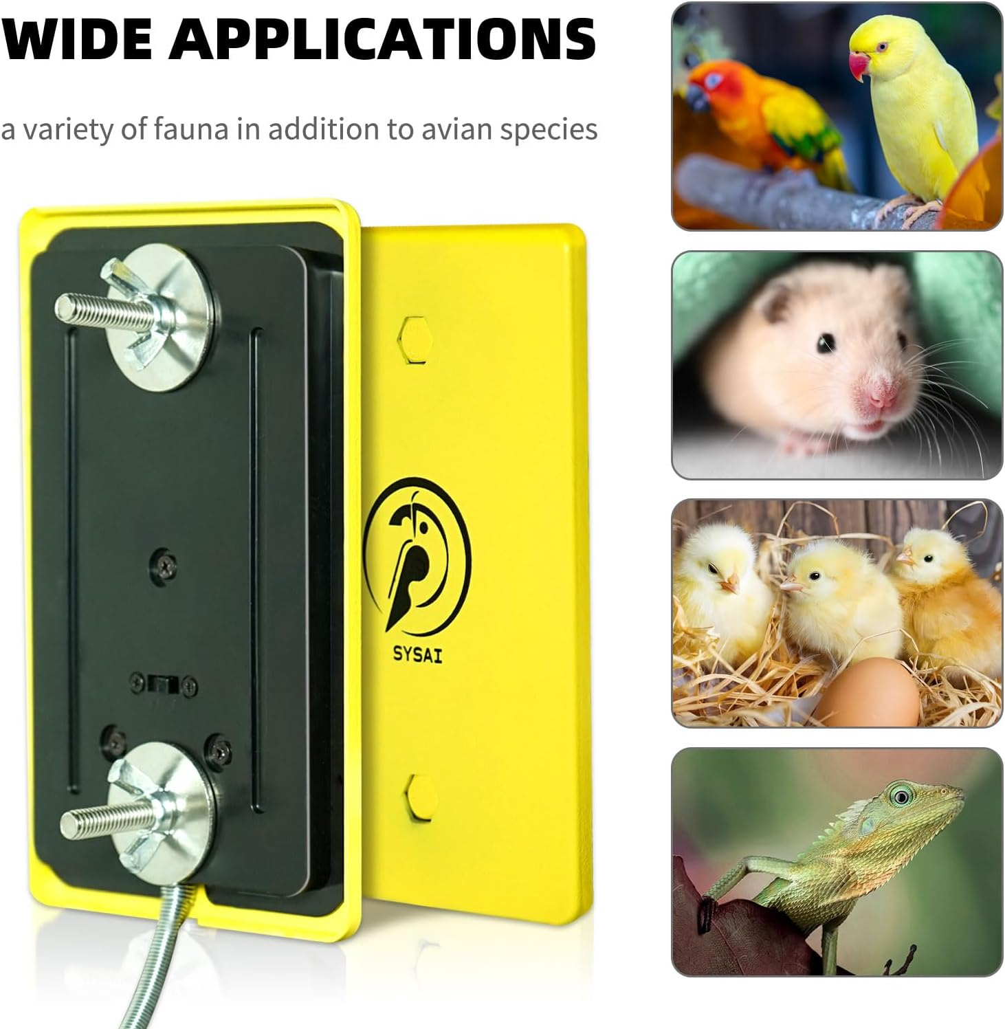 SYSAI Snuggle-Up Bird Warmer for Small Exotic Birds like Parakeets or Cockatiels and Conure,104&deg;F/113&deg;F Adjustable, 4 X 6 Inches, Bird Heater for Cage