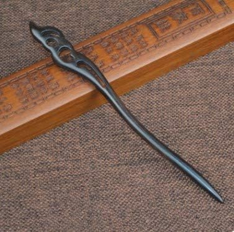 Myhsmooth Zz-Bg-Moon 2 Count Hair Sticks Natural Black Sandalwood(Ebony) Handmade Carved Hair Clip Shawl Hair Pins Pack of 2 Pcs :Hold the Moon image number 4