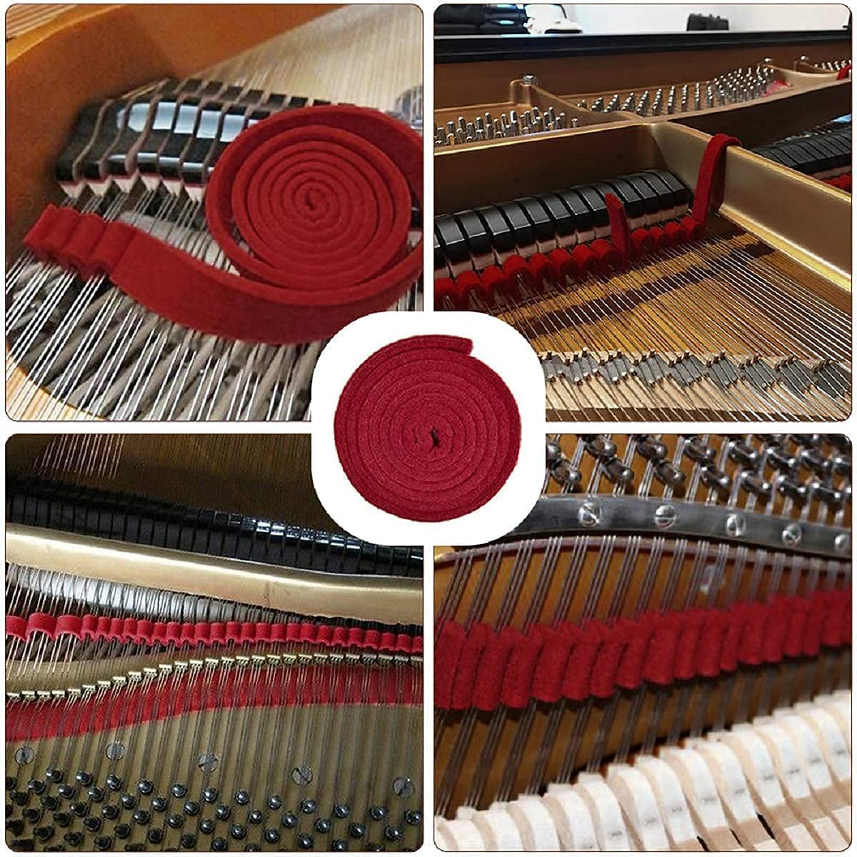 Piano Tuning Kit, Professional Piano Tuning Kit of 8Pcs, Tuning Wrench Hammer Temperament Strip Mute Piano Tuning Tool Kit DIY Piano Fixing Set for Piano Tuner, Tuning Beginner and Professional Tuner image number 4