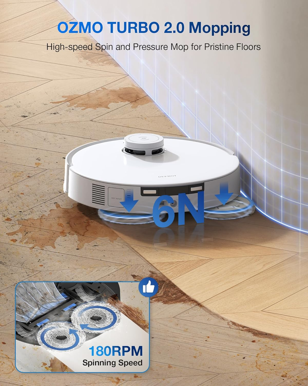 ECOVACS DEEBOT T30S Pro Robot Vacuum and Mop with 1100 Pa Suction, Auto Empty Station Smart Navigation AI Edge Cleaning Robot,10-In-1 Cleaning Station image number 3