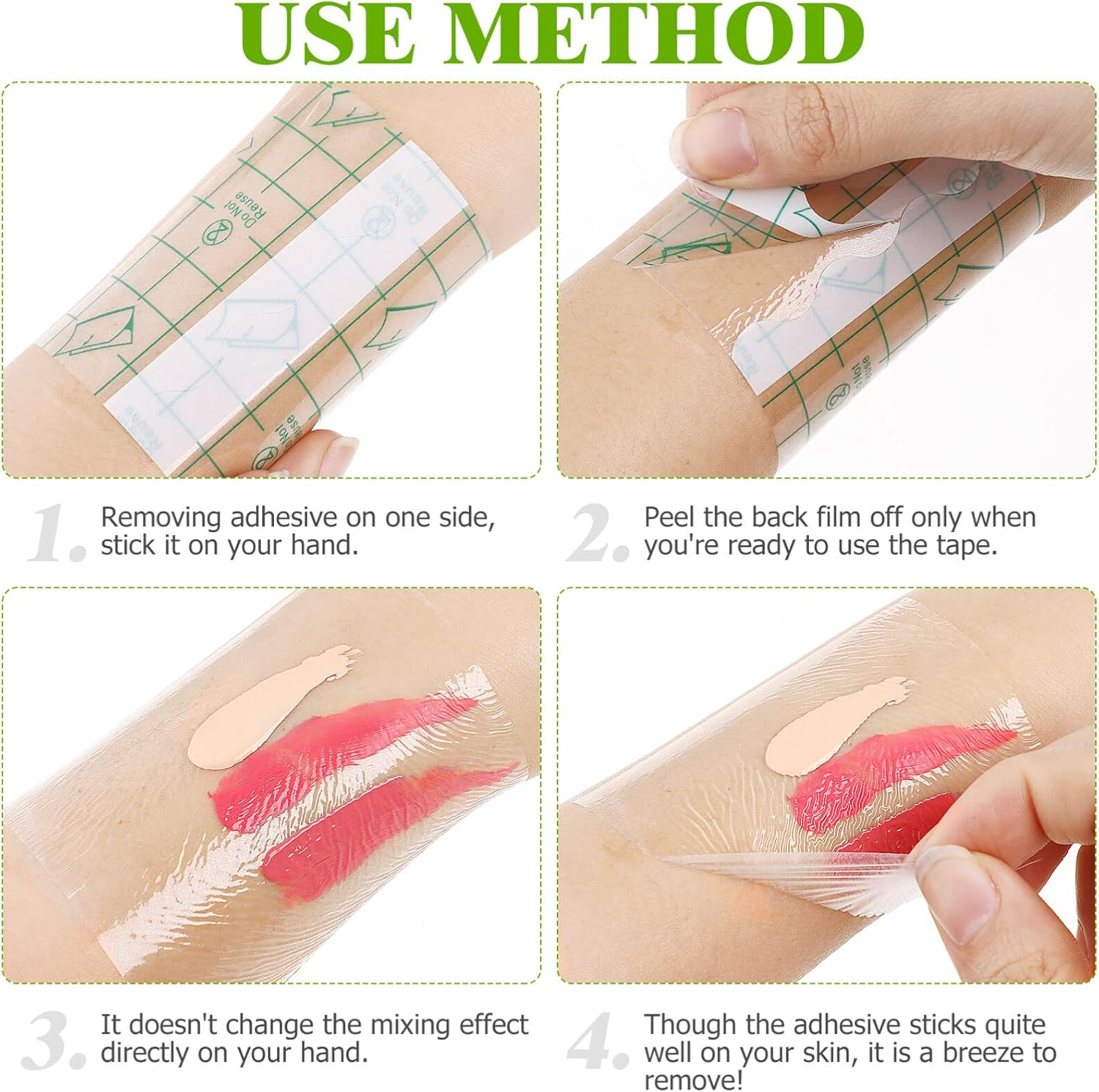 Lurrose 100Pcs Makeup Hand Palette, Makeup Mixing Palette Single Use Adhesive Palettes Disposable Makeup Mixing Tray for Makeup Artist image number 6