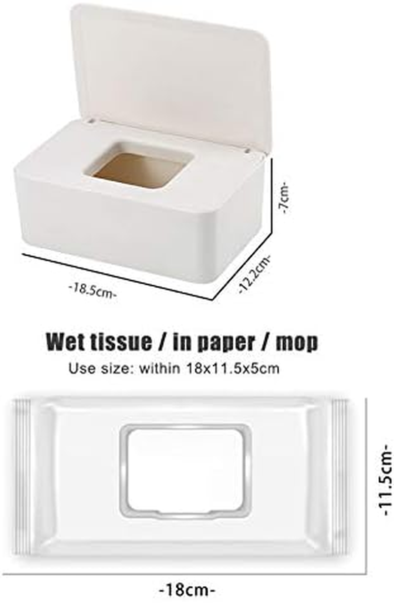 Wipes Dispenser, Dustproof Tissue Storage Box Case Wet Wipes Dispenser Holder with Lid for Home Office Desk (White) image number 1