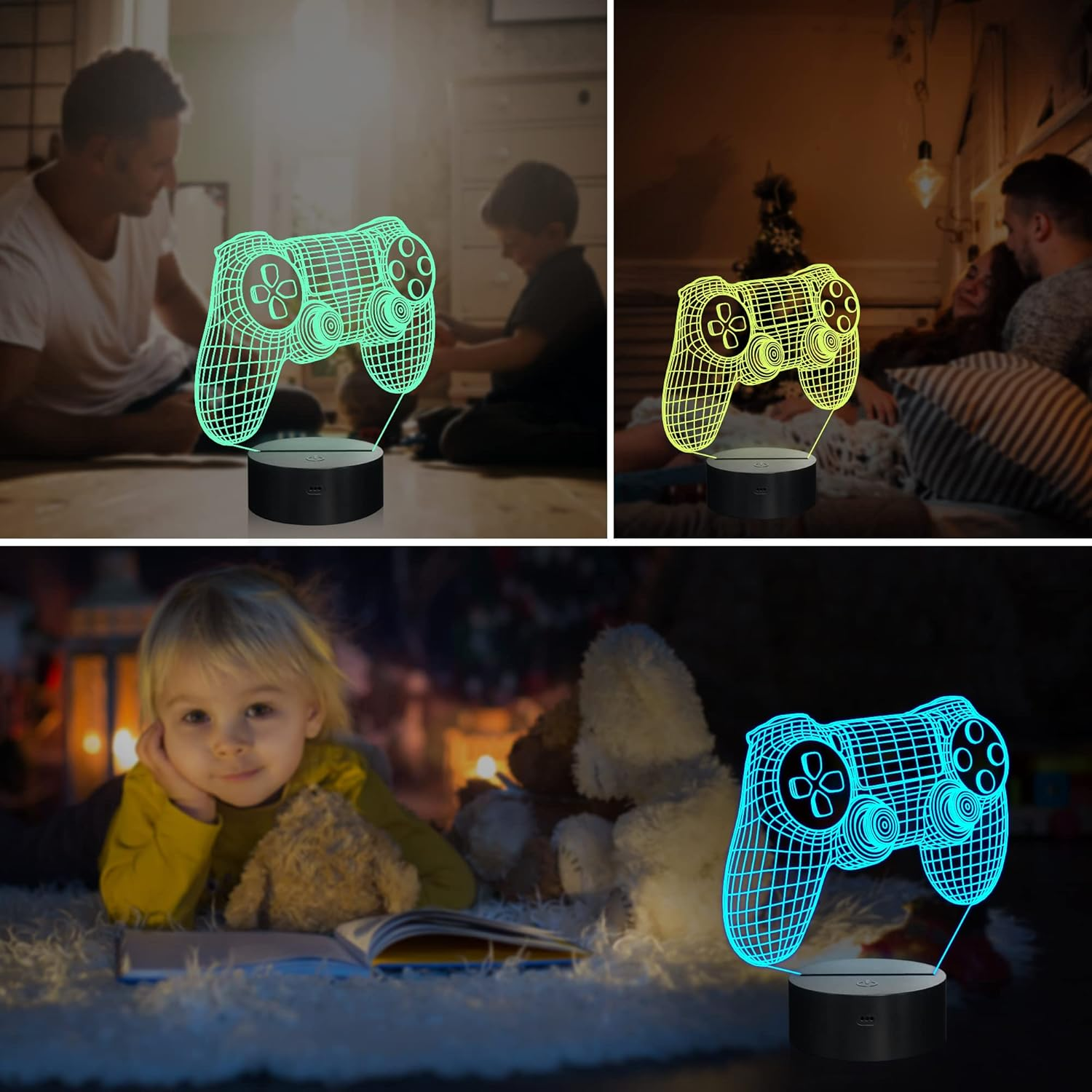Ammonite Gamepad Night Light, 3D Illusion Game Control Lamp 16 Colors Changing with Remote, Game Room Decor as Xmas Holiday Birthday Gifts for Boys Girls image number 6