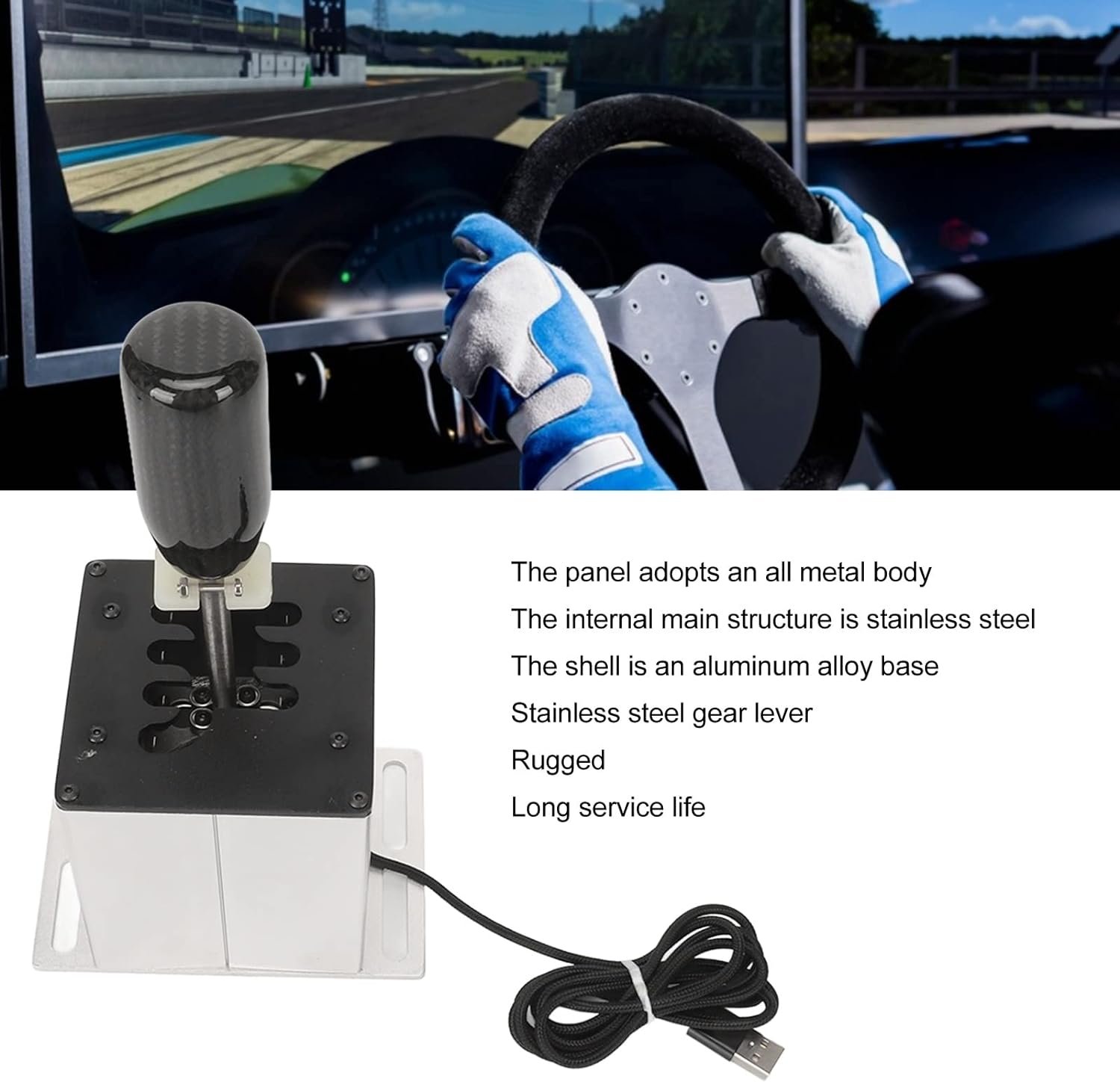 USB Simulator Shifter for ATS ETS EST LFS Dust WRC Sim Racing Games, H Gear Shifter for G29 G27 G25 G920 T300RS GT Steering Wheel PC Wins 6+R image number 6