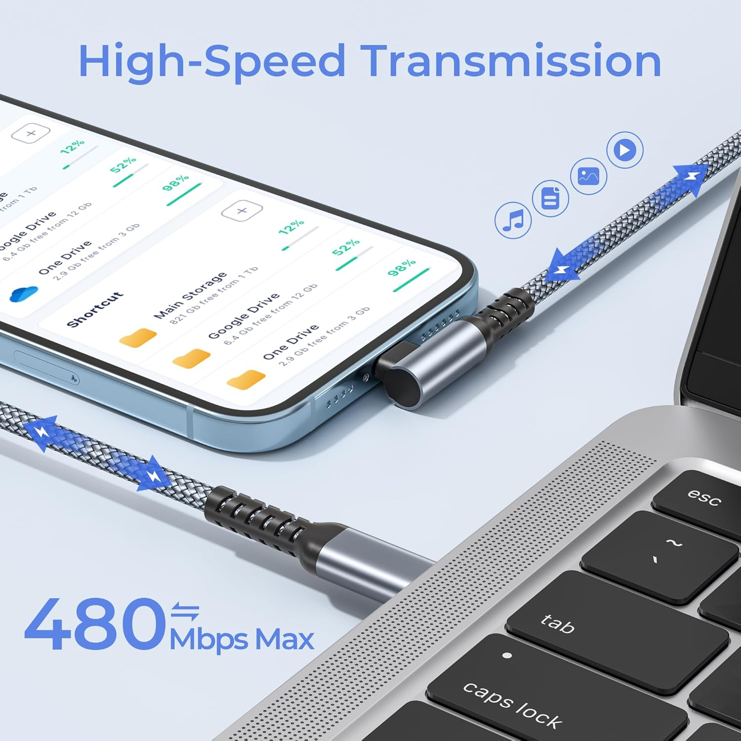 Basesailor for Iphone 14 13 Charger Cable Right Angle 2M,90 Degree USB C to Lightning Cord with USB a Adapter Fast Charging Power Cord for Apple Iphone 12 11 Pro Max plus XS XR X 8 7 6 plus Se,Ipad 9 image number 6