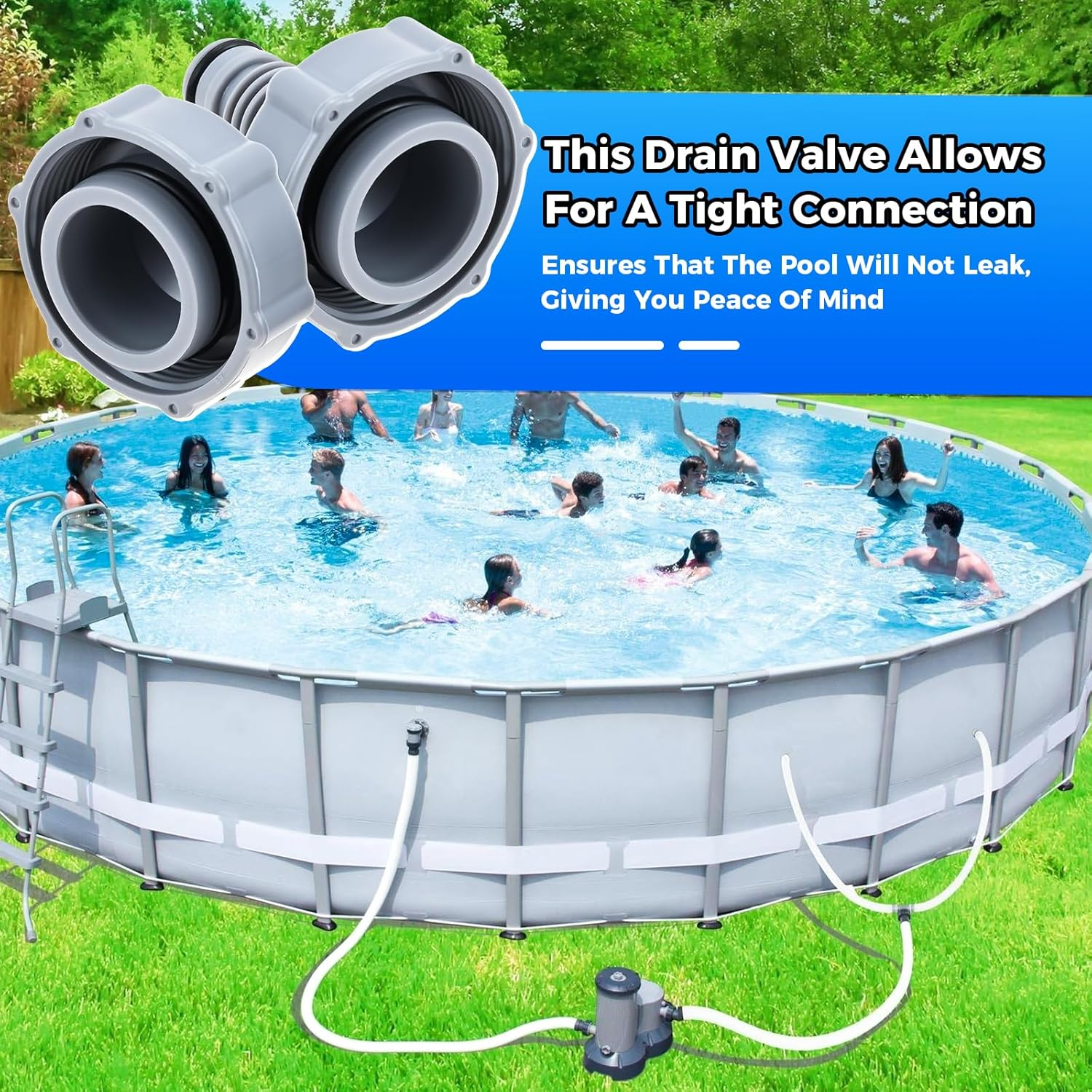 Swimming Pool Drain Valve Replacement for P6H1419 Pools Hose Adapter（2 Pack） image number 3