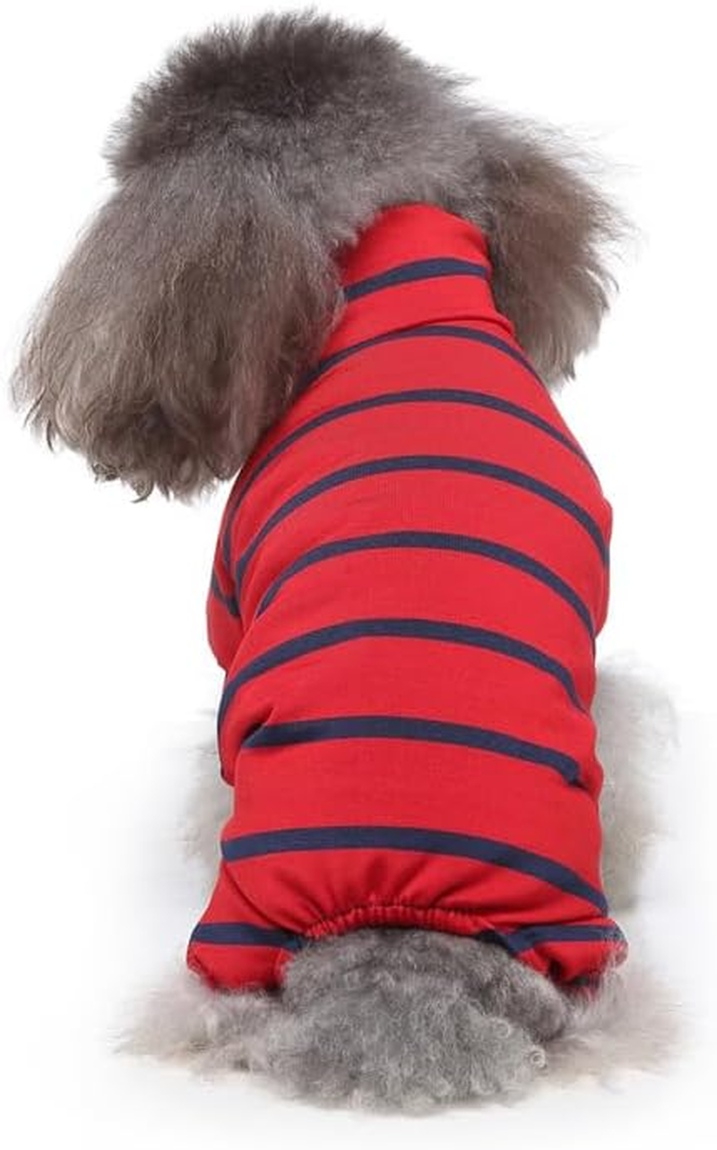 Striped Dog Pajamas for Small Dog Cooling Puppy Pullover Jumpsuit Stretchable Breathable Pet Pjs Summer Spring Pyjamas (Red, S)