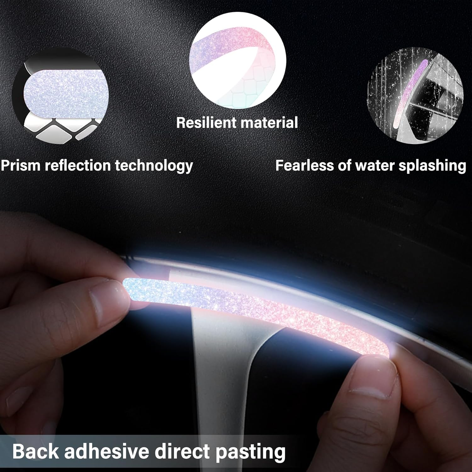 EKIND Reflective Wheel Rim Stickers, Waterproof High-Temperature Resistant Car Decals in Night, Flexible Scratch-Proof Warning Strips Cars, Motorcycles, Bicycles, (20Pcs, Sparkl Diamond Colorful) image number 1