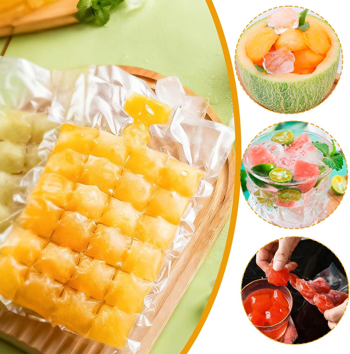 Disposable Ice Cube Bags 50Pcs - 1200 Self-Sealing Ice Cube Trays with 1 Funnel, Bpa-Free PE Material Ice Cubes for Freezer Cocktail Wine Food Party, Leak-Proof & Space-Saving image number 5