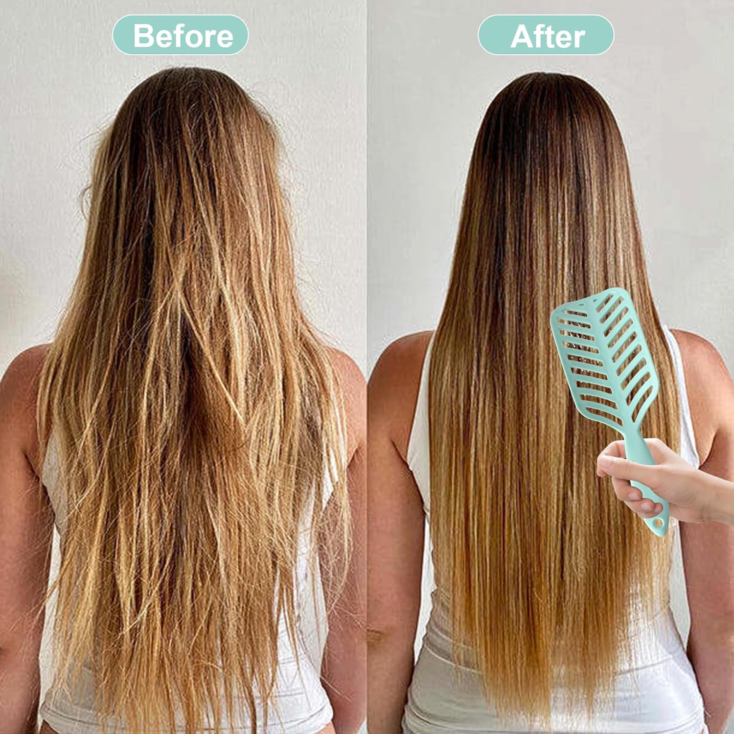 Hairbrush Long Hair, Detangler Brush, Hair Brush without Pulling, Hair Brush, Styling Combs for Women Men, for Curls, Wet, Fine Long Hair, Any Hair Type (Green) image number 4