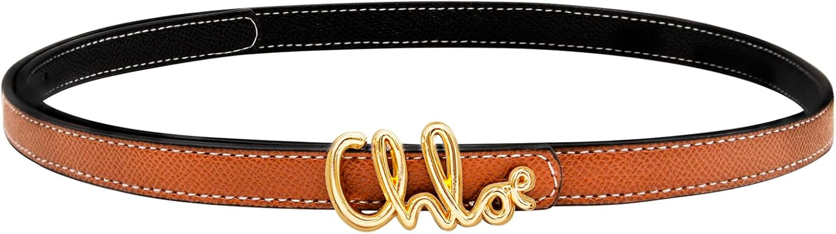 LJCZKA Women Skinny Reversible Belts for Jeans Dress Coats,Adjustable Thin Waist Leather Belt for Ladies with Gold Buckle
