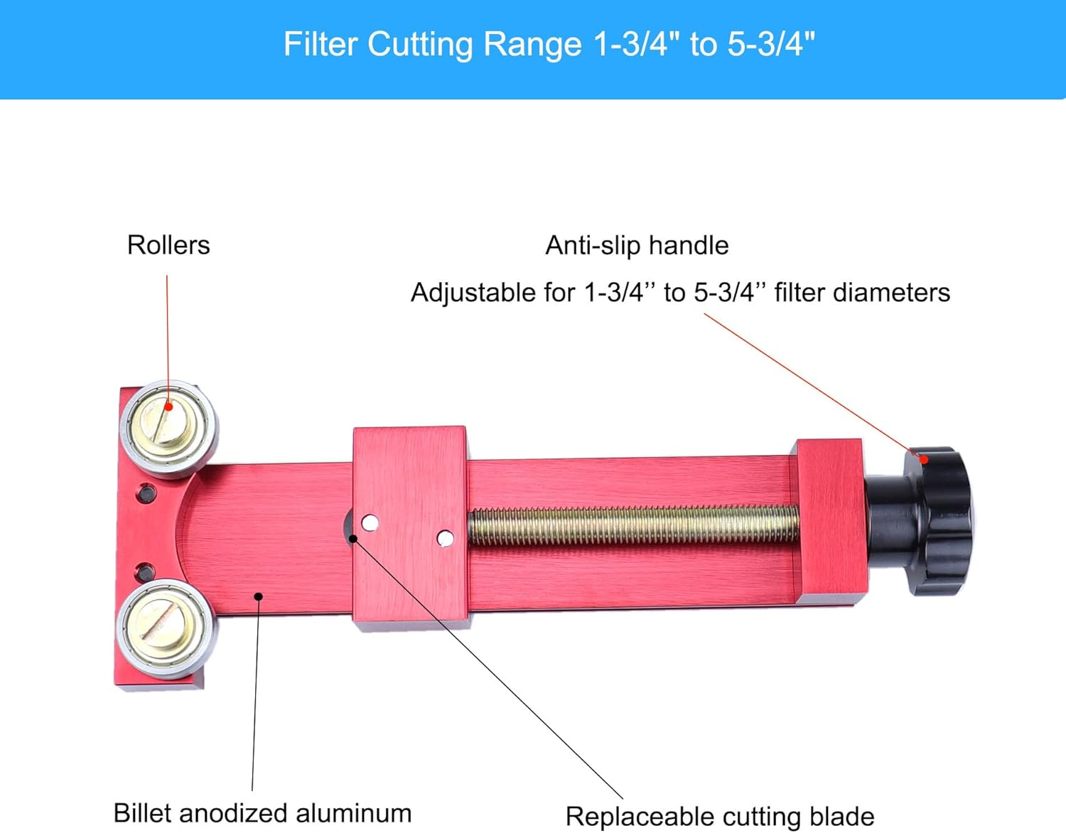 MOCW 66490 Oil Filter Cutter for Filter Cutting Range 1-3/4" to 5-3/4", Oil Filter Cutting Tool Oil Filter Removal Tool Fits Filters up to 5 1/2 Inch Diameter, for Cars, Boats, Trucks