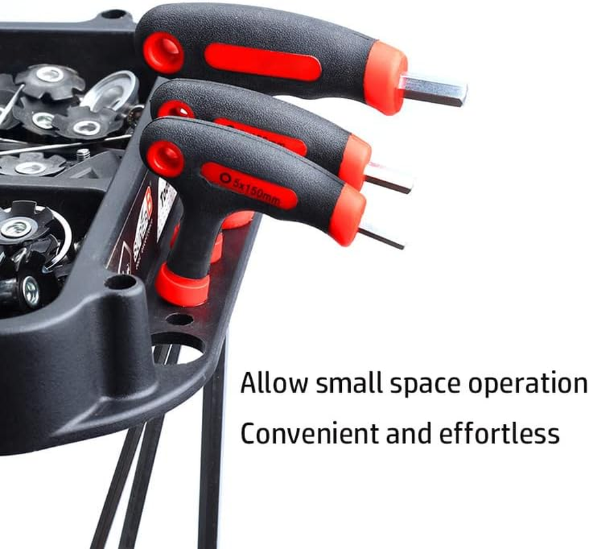 YUENTOEN T Handle Allen Wrench Set, 4/5/6Mm Bike Allen Hex Key Set with Ball End Screwdriver Hand Tool Kits for Bicycle Pedal Handlebar Disc Brake Mount Repair (Red) image number 2