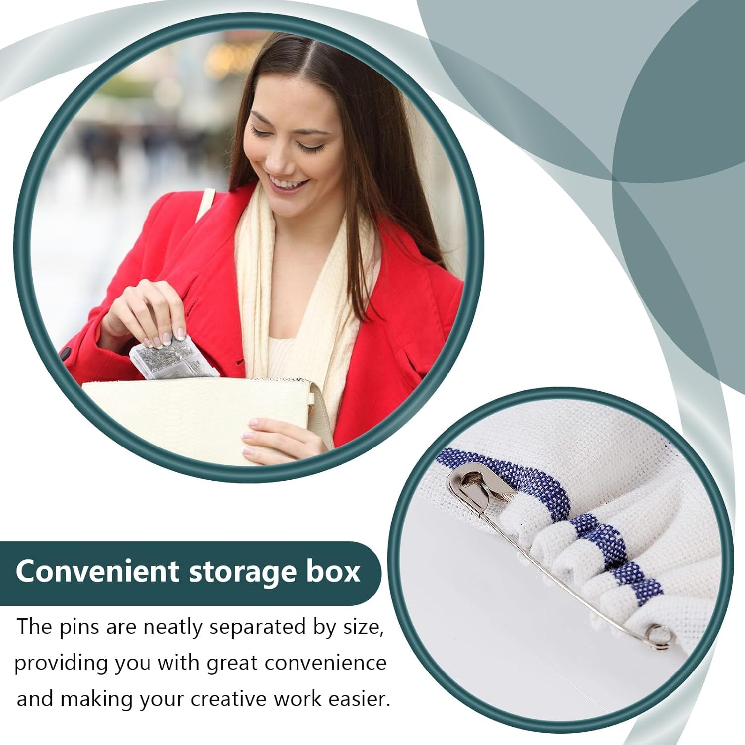 Safety Pins, Safety Pins Assorted, 300 Pack Strong and Heavy Duty Variety Pack for Clothes, Crafts, Pinning and Arts & Craft, Silver image number 6