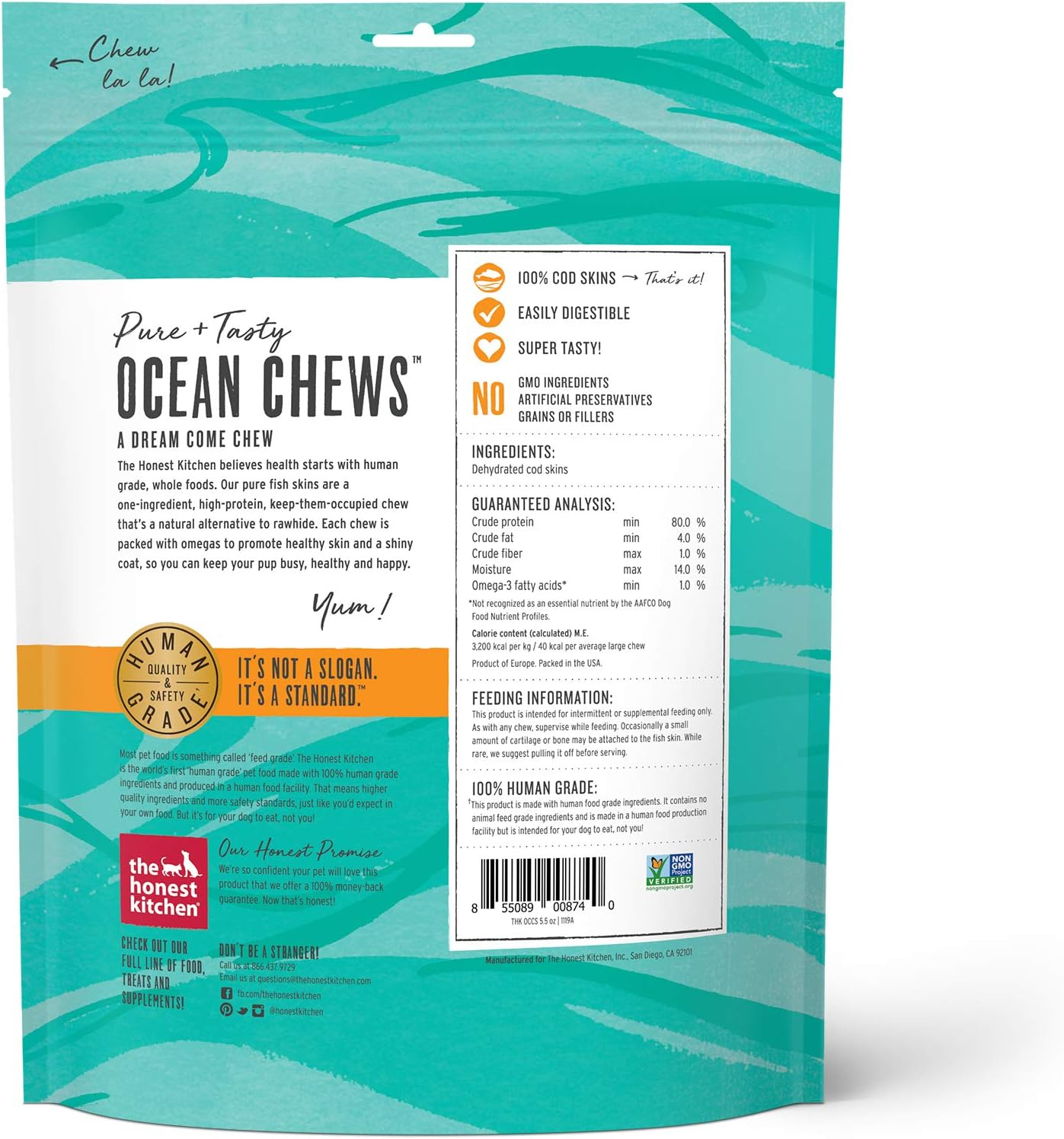 The Honest Kitchen 855089008757 Beams Ocean Chews for Dogs, 5.5 Oz image number 3