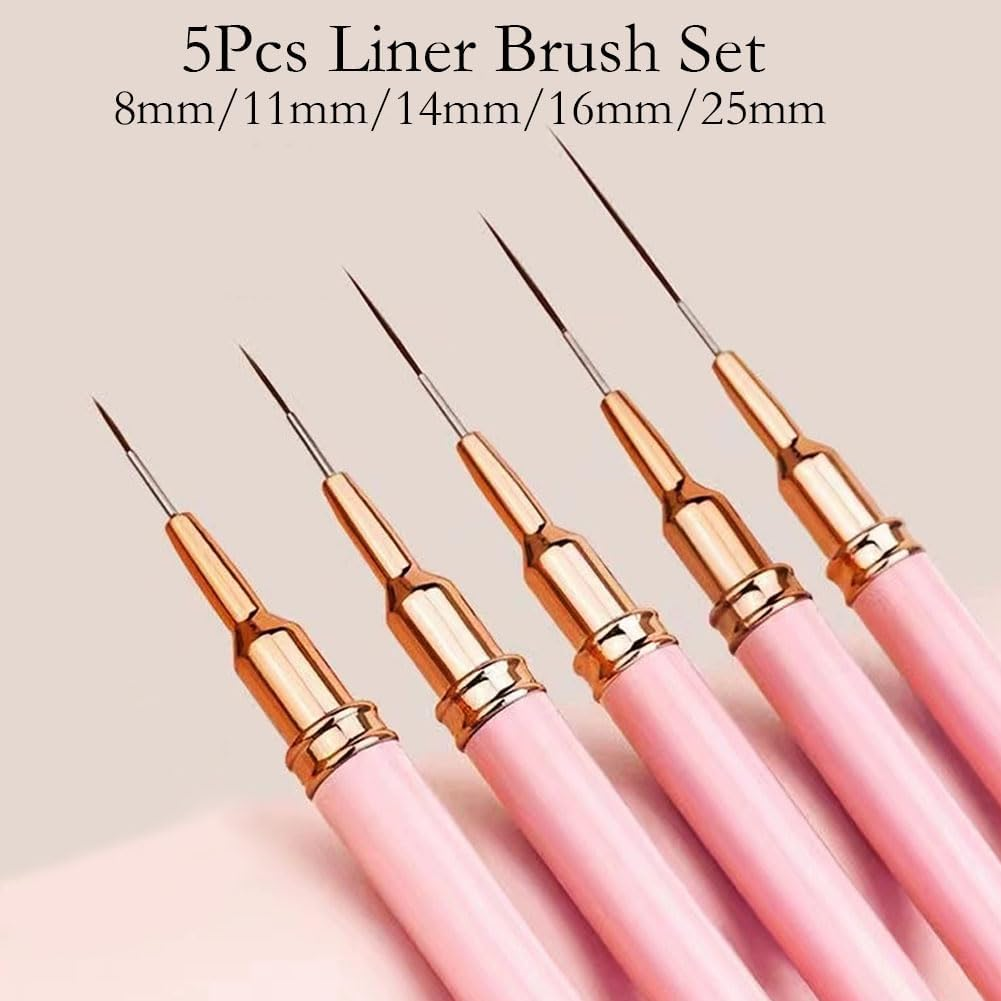 Nail Art Tools 27Pcs Set,Nail Art Brush,Resin Nail Art Palette,5 Pcs Nail Art Pens Liner Brush,2-Way Acrylic Silicone Engraving Pen Dotting Pen Tools Nail Art Kit for Nail Art DIY image number 2