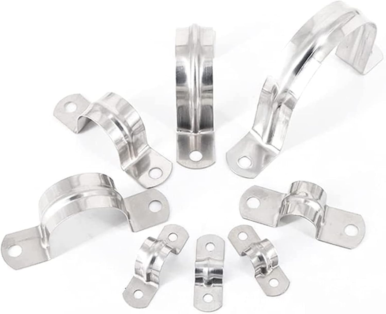 50Pcs 10Mm Stainless Steel Plumbing Pipe Saddle Clip Tube Bracket U Shaped Clamp Strap (10Mm) image number 6