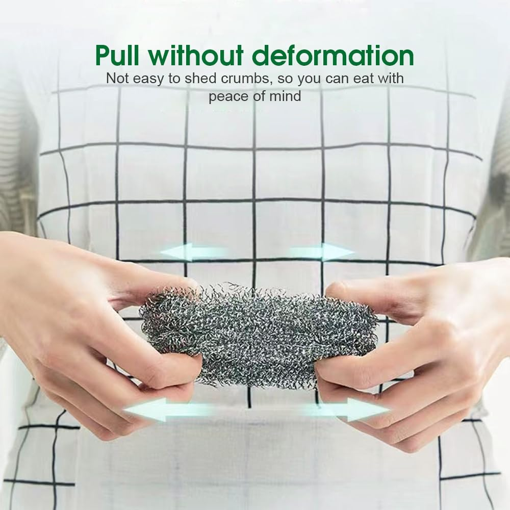 Cook Easy 6PCS Stainless Steel Scrubbers, Steel Wool Scourers Scouring Pads Metal Sponges, Easy Scouring Grease Dirt Oil Rust for Dishes,Pans,Pots,Ovens,Grills,Sinks (1Pack-6Pcs, 6CM Diameter) image number 3