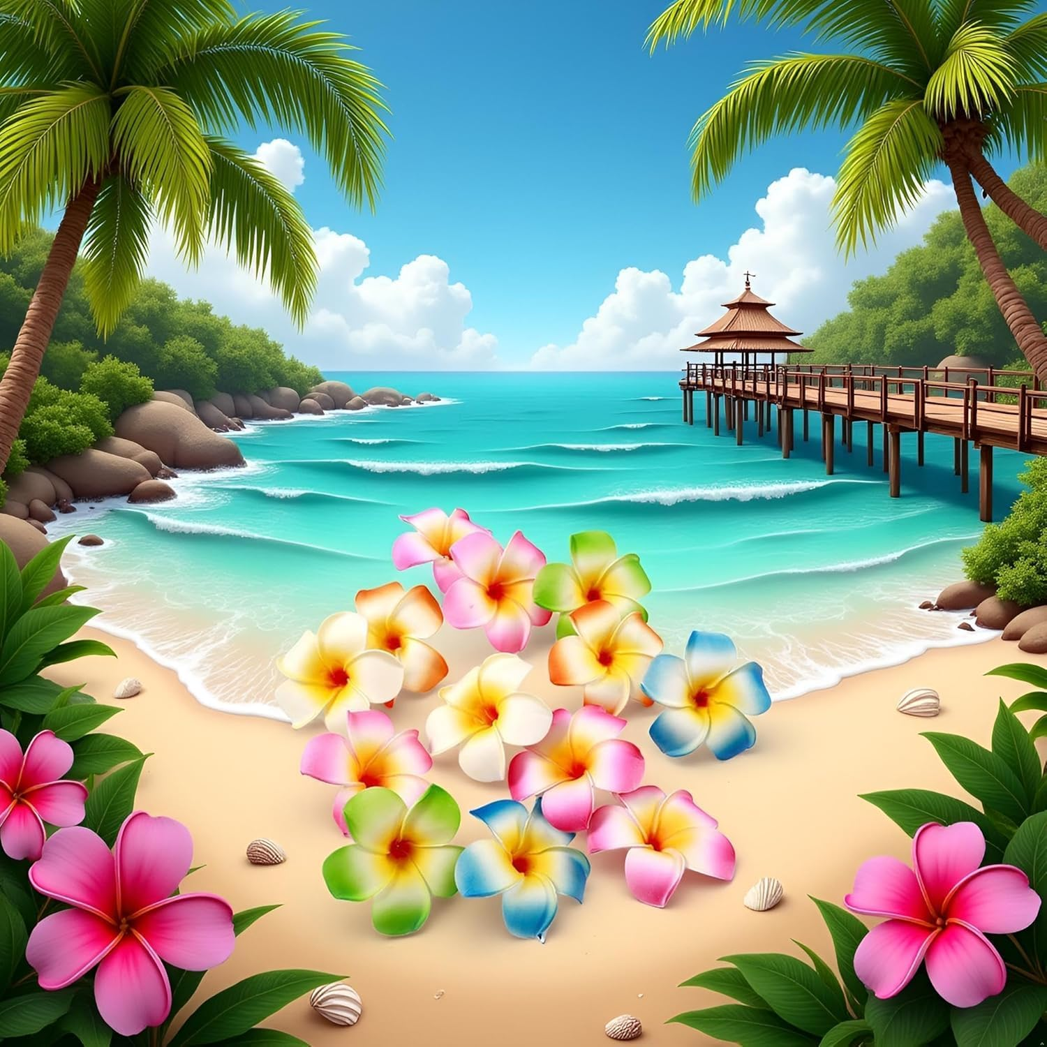 10Pcs Multicolor Hawaii Plumeria Flower Clips Hawaiian Flowers Hair Barrettes Beach Party Hair Clips Artificial Tropical Flower Hairpins for Wedding Hair Accessories (7Cm) image number 1