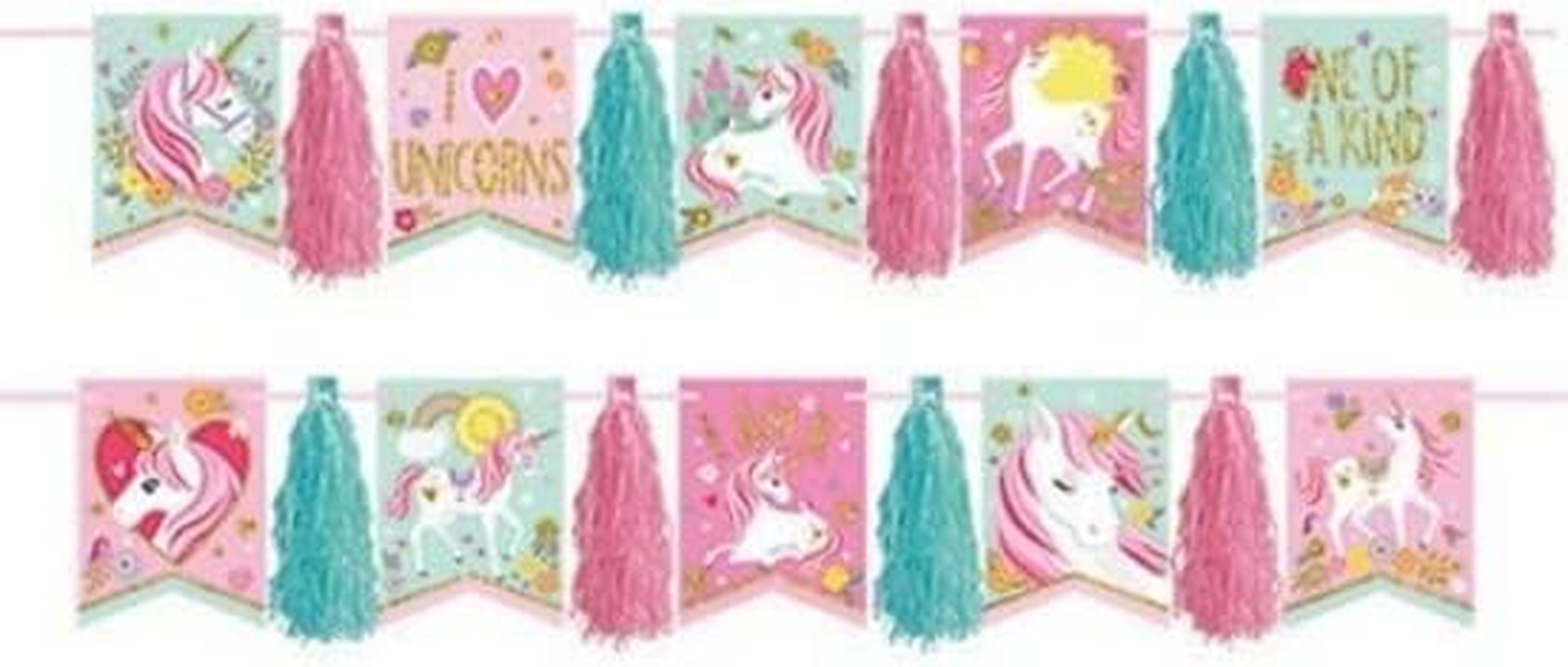 Magical Unicorn Glitter Pennant Tassel Garland image number 5