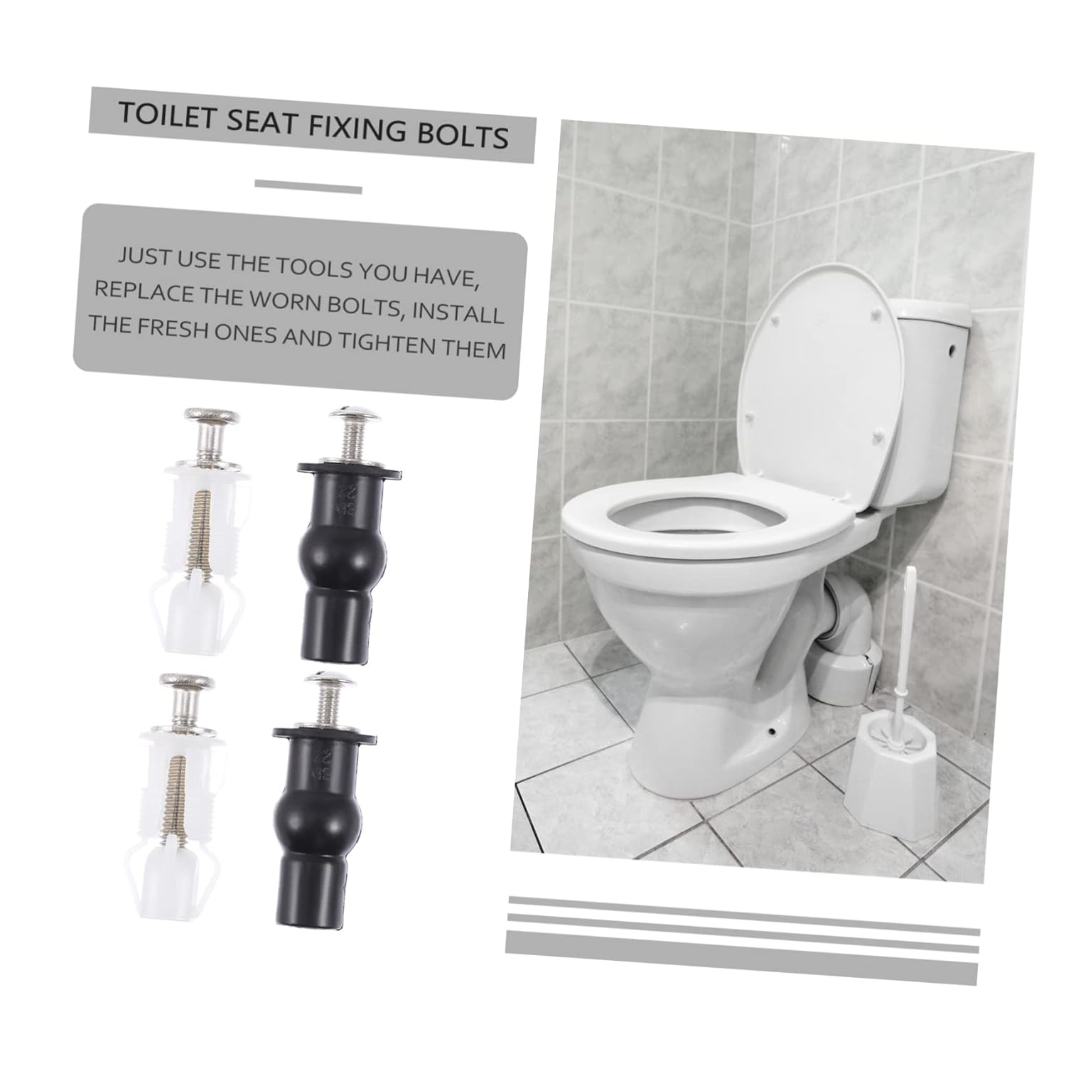 Tofficu 4Pcs Toilet Seat Fixing Bolts Replacement Accessories for Bathroom Wc Toilet Bowl Seat Easy Install Material image number 2