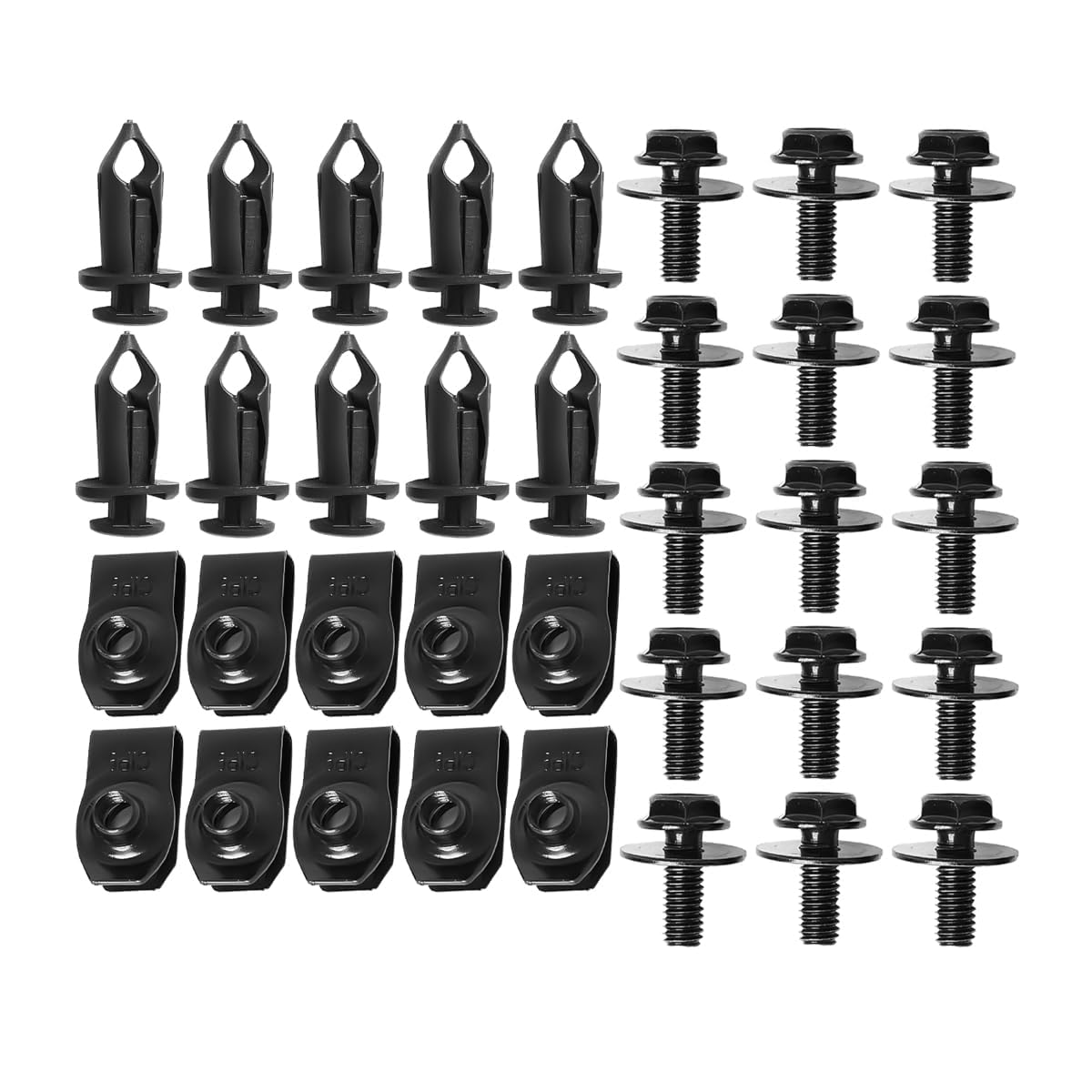 35PCS Engine under Cover Splash Shield Guard Body Bolts, Bumper Fender Liner Push Retainer Fastener Rivet Clips, Universal Extruded U-Nuts Kit, Compatible with Infiniti G35 G37 EX35 FX35 FX45 (35) image number 4