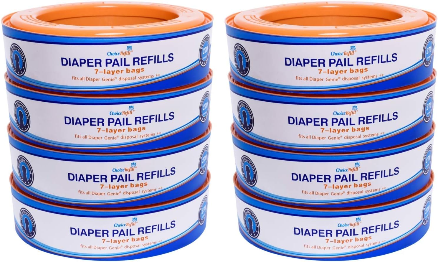 Diaper Pail Refills - Compatible with Diaper Genie Pails - 8-Pack, 2,160 Count image number 3
