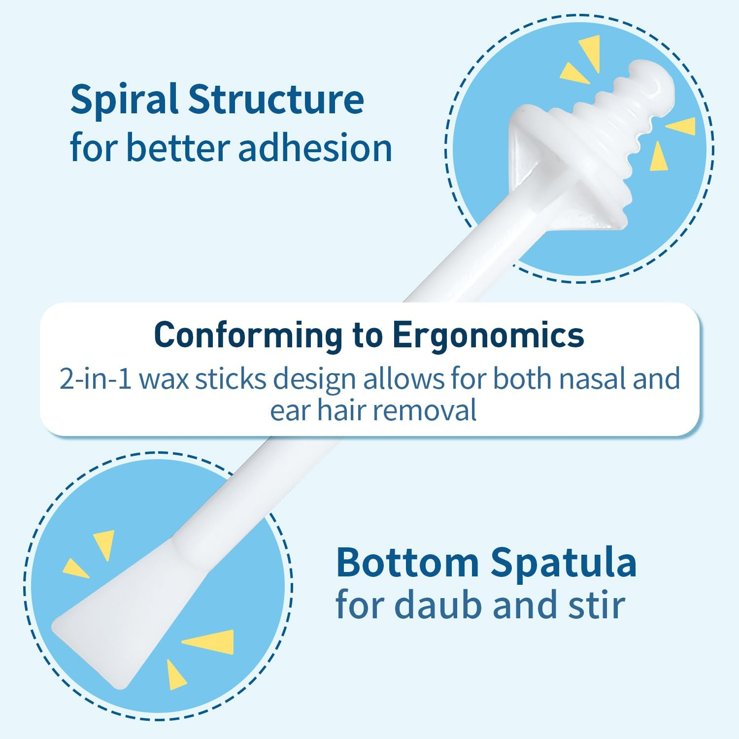 Nose Wax Sticks - 100 Pcs Plastic Nasal Cleaning & Hair Removal Applicators for Nostril, Eyebrow Grooming for Men and Women image number 2