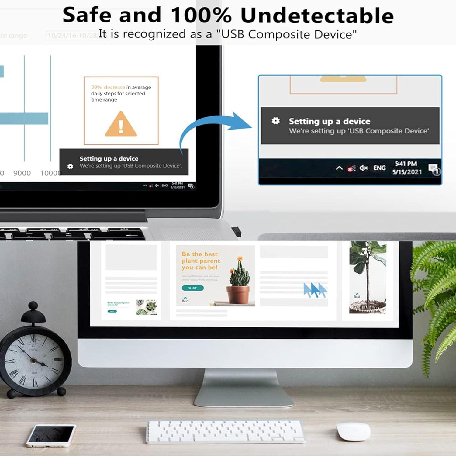 Mouse Jiggler USB, Undetectable USB Mouse Mover NO Software Required, Keeps Computer Awake, Simulate Mouse Movement, Plug-And-Play image number 3