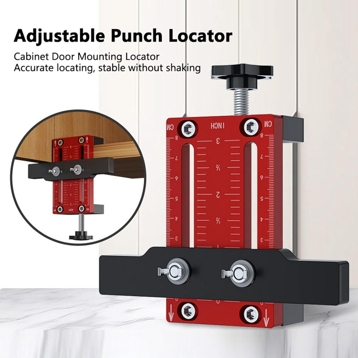 Cabinet Door Installation Positioner, Mounting Jig for Installing Cabinet Doors, Adjustable Aluminium Alloy Cabinet Door Positioning Tool, for Most Cabinet Doors image number 6