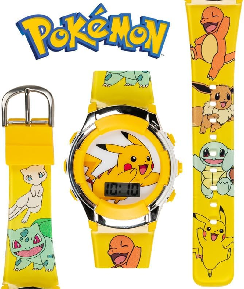 Accutime Kids Pokemon Pikachu Digital LCD Quartz Wrist Watch with Yellow Strap, Cool Inexpensive Gift & Party Favor for Boys, Girls, Adults All Ages (Model: POK4239AZ), Pikachu, Digital image number 3