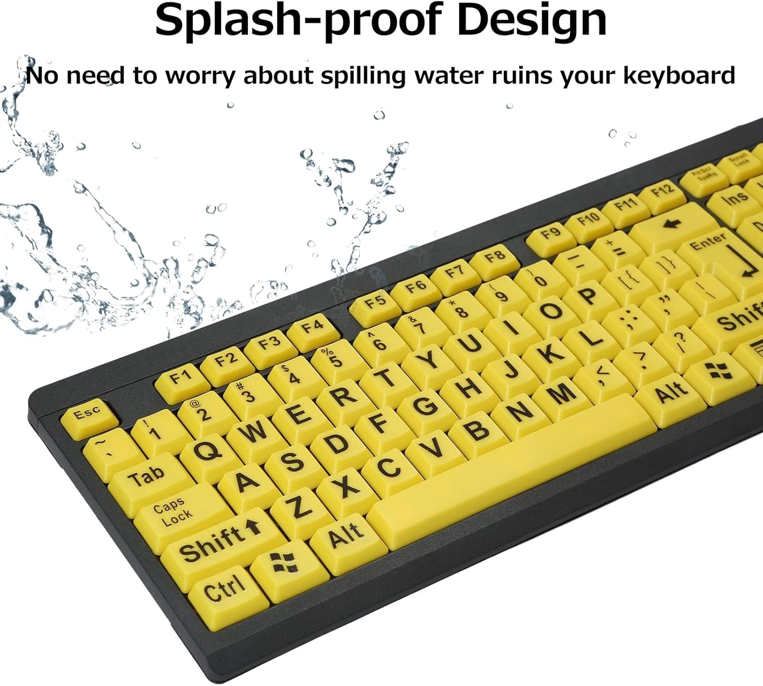 Wired USB Large Print Computer Keyboard for Low Vision Users High Contrast 104 Keys Letters for Old Men VCXN image number 5