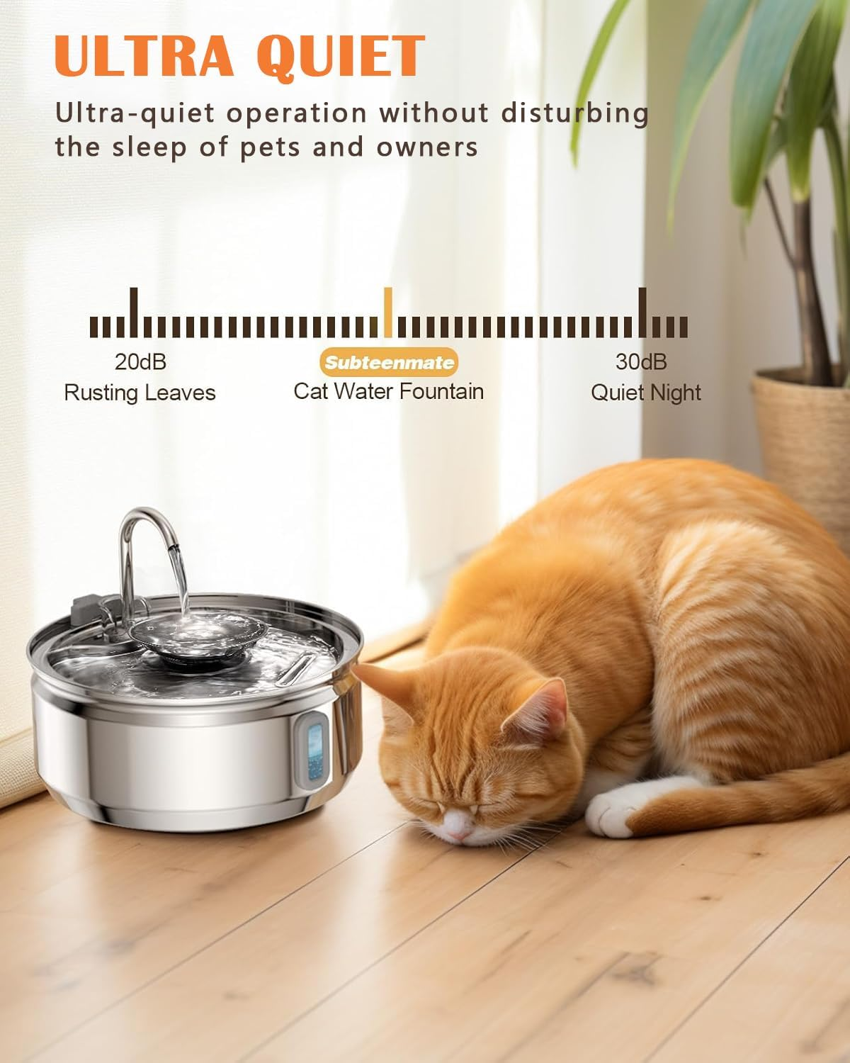 Cat Water Fountain Stainless Steel, 3.2L/108Oz Pet Water Fountain for Drinking, Automatic Metal Dog Dispenser Bowl with Quiet Pump with 5 Filters, Filtration for Cats, Dogs, Multiple Pets Indoor image number 5