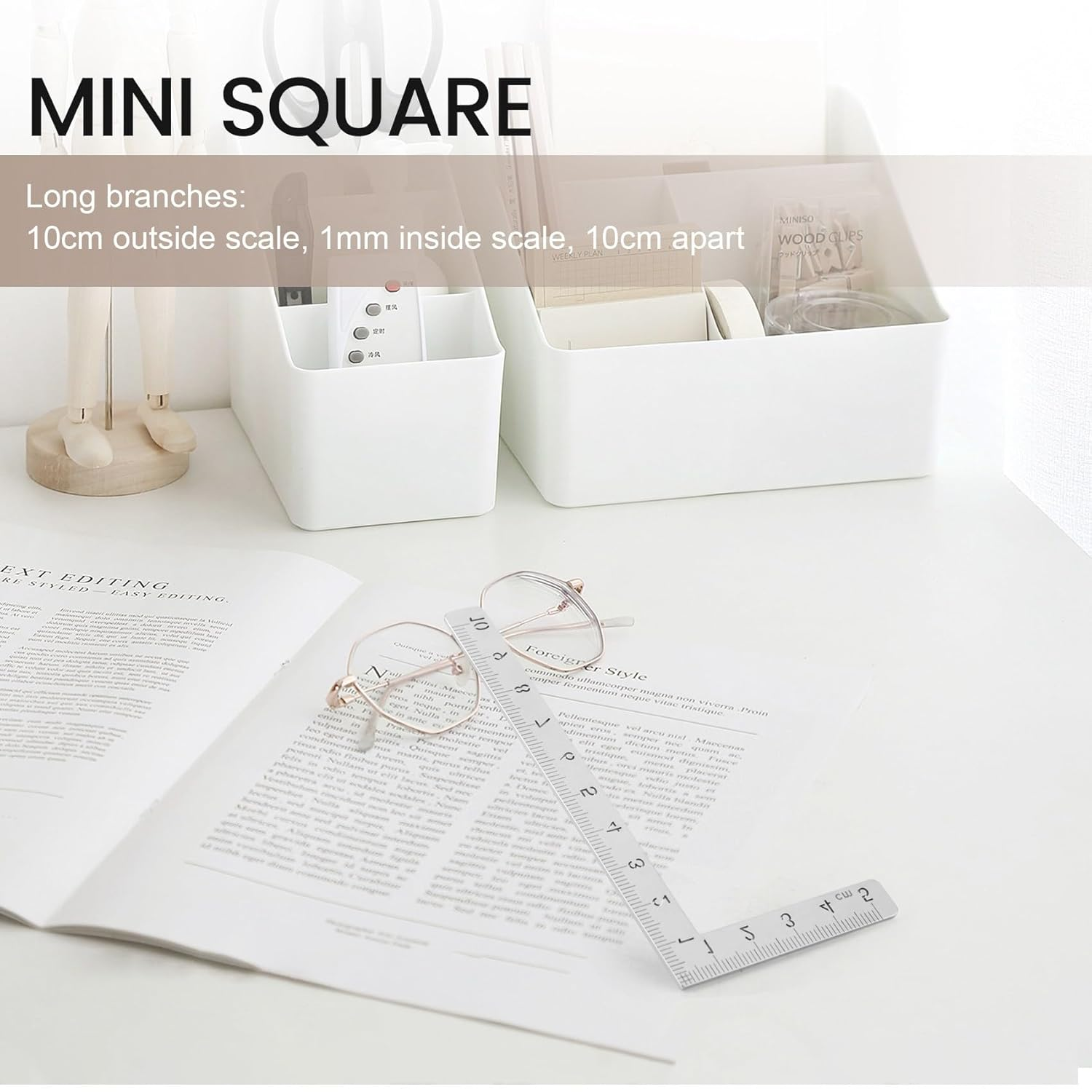 Veumoie Mini Square 10X5Cm 90 Degree Stainless Steel Angle Ruler Small Turning Ruler Woodworking image number 2