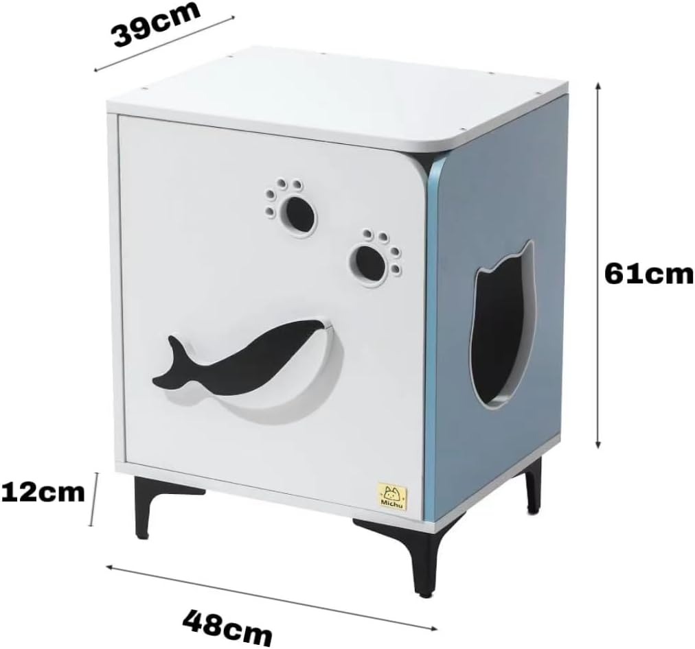 Michu Hidden Cat Furniture - Cat Litter Box Enclosure and Wooden Pet House, End Table Large Enough for Most Cats and Litter Boxes image number 4