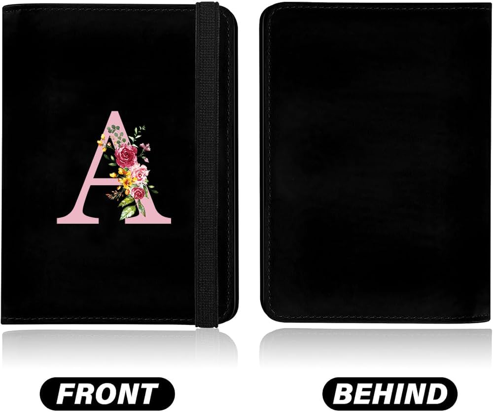 Passport Cover Passport Case PU Leather Passport Cover Passport Covers Personalised Passport Holder Case Passport Case for Credit Cards ID Travel Documents Black Initials - C image number 3