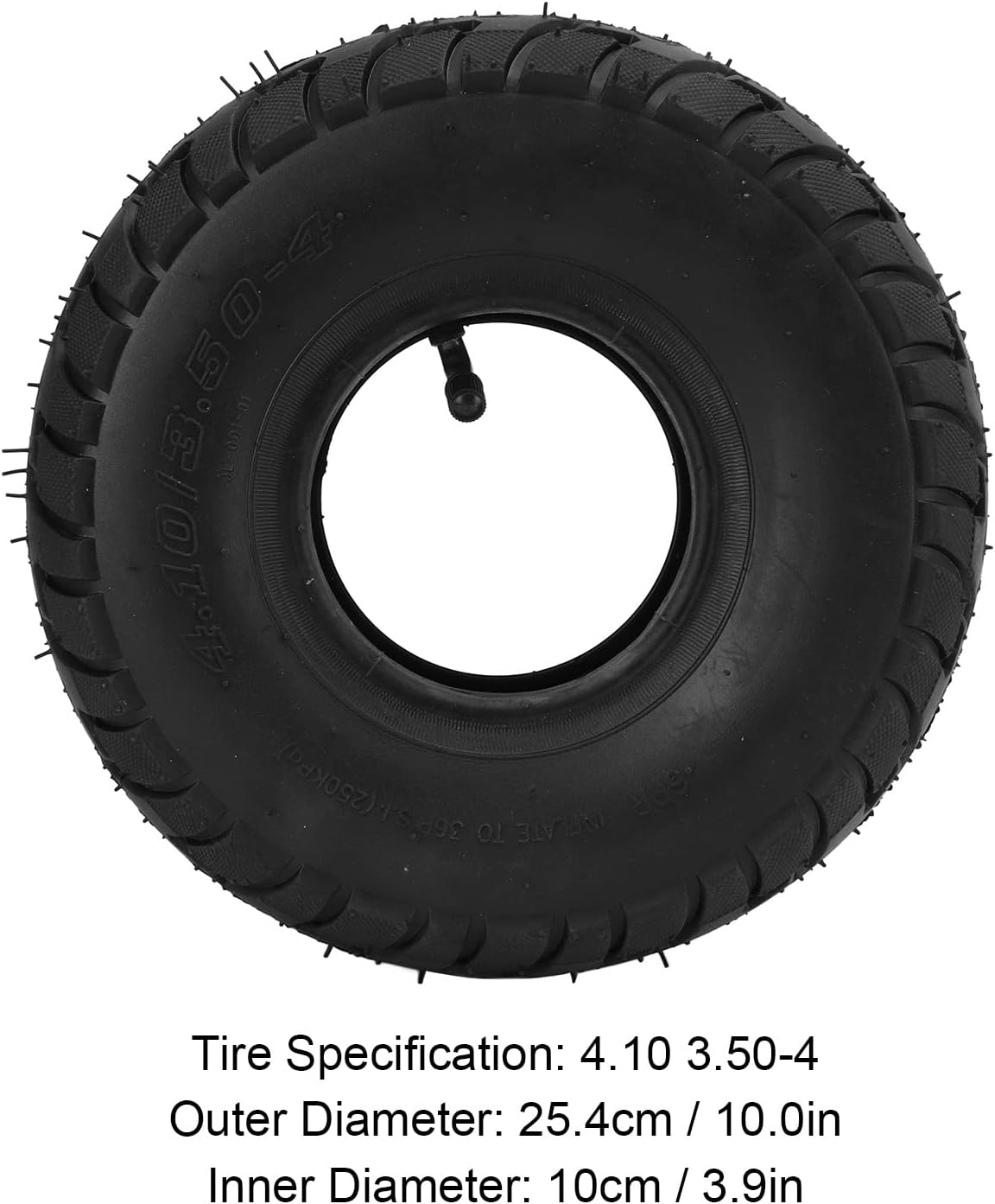 10 Inch 4.10 3.50‑4 Tire and Inner Tube with Bent Valve, 4.10/3.50‑4 Pneumatic Tire Rubber Inner Tube Tire for Wheelbarrows, Lawn Mowers, Hand Trucks Dollies, Yard Trailers image number 5