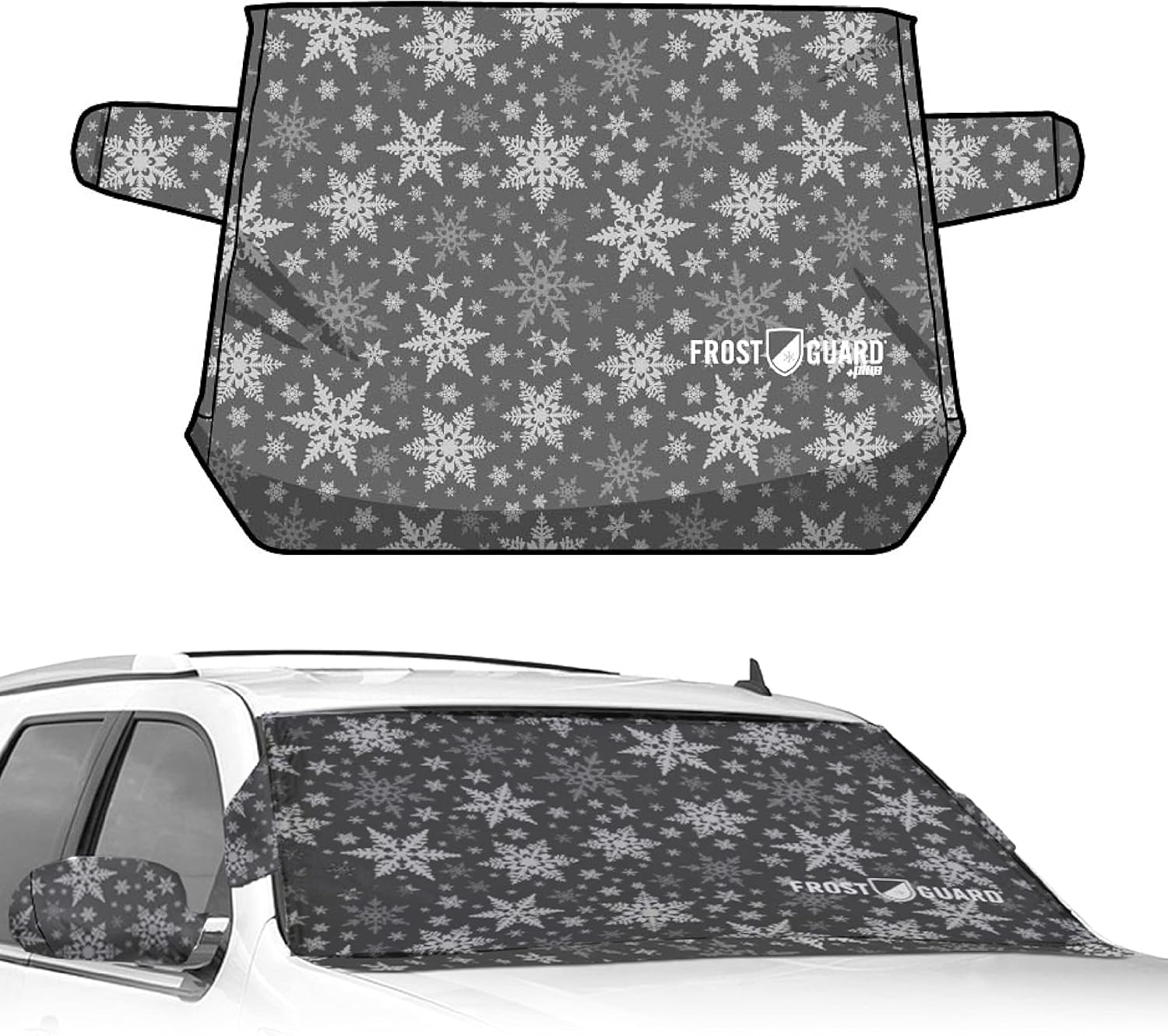 Frostguard plus | Winter Windshield Cover for Ice and Snow, XL Size (Indigo) - Built-In Security Panels, Wiper Blade Coverage + Mirror Covers - Fits XL Size Cars, Trucks and Suvs, 68 X 41 Inches