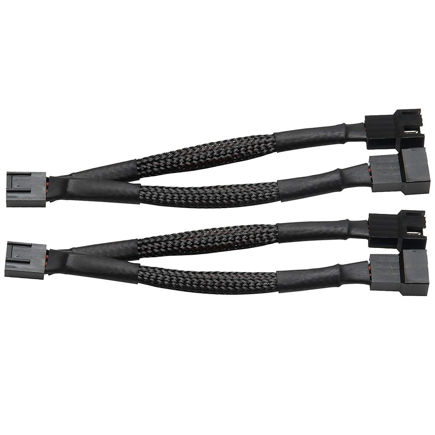 Easycargo Case Fan Splitter Cable, PWM Cable Splitter Duplicator, Case Fan Power Duplicator Converter, Dual Case Fan Power Adapter, Case Fan Y Cable (12-Inch 2-Pack)