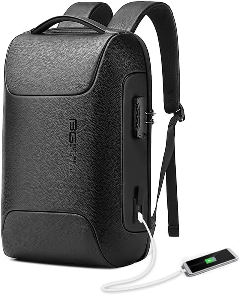 BANGE anti Theft Business Laptop Backpack Fits 15.6 Inch Notebook,Smart Work Backpack with USB Charging Port for School Office College Airplane, Black, Medium, Laptop 7216