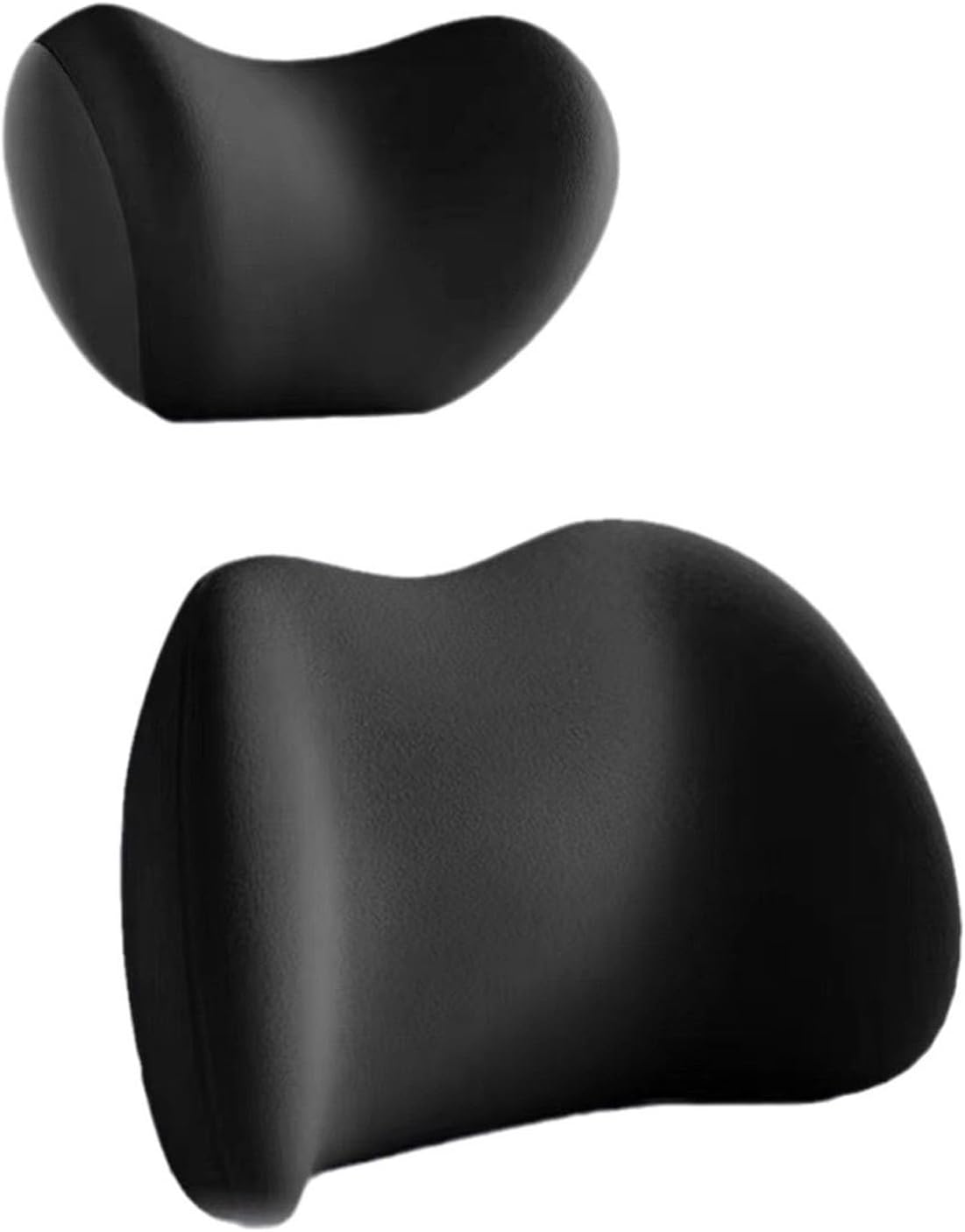 Mtxorvix Orthopedic Memory Foam Car Pillow Set - Ergonomic Lumbar Support & Neck Cushion for Pain Relief, Comfort Fit Car Seats/Office Chairs, Adjustable Headrest (Black)