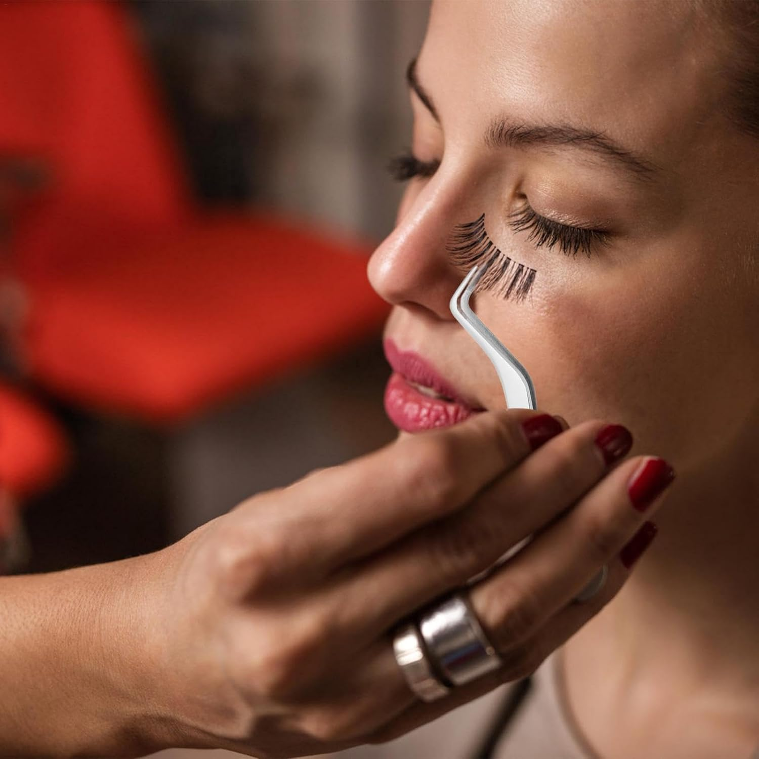 Curved Tweezers for Lashes - Stainless Steel Eyelash Extension Tweezer | Comb and Clusters | Lash Applicator Tool for Women | Eyelash Applicator Tool | Professional Eyelash Extension Tools - Colorful2 image number 5